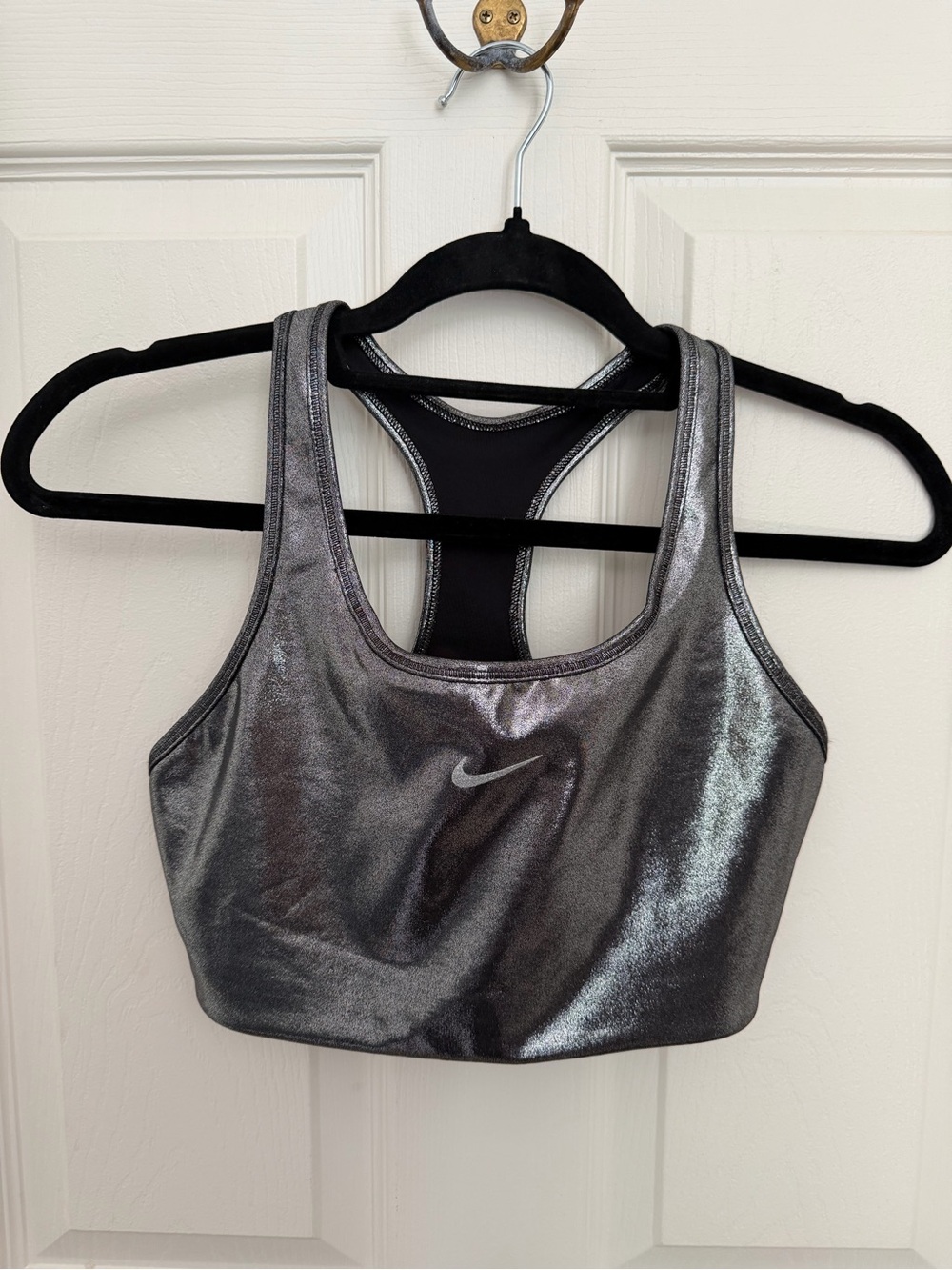 Nike Shimmery Silver Racerback Sports Bra
